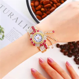 Armbanduhren Bedruckte Perlenarmbanduhr für Damen Dazzling Diamond Armreif Schmuck Quarz Mode elastische Armbanduhr MädchenuhrenArmbanduhr