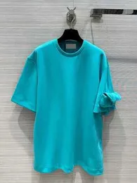 블루 티셔츠 팔 가방 장식 승무원 목 짧은 슬리브 풀오버 티셔츠 클래식 한 버전 패션 디자이너 조커 탑 티셔츠 여자
