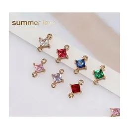 Charms designer de moda colorf k9 quadrado de vidro cristalino para bracelete de colar pingente de cobre de cobre acess￳rios de j￳ias diy gota de dhfot