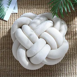 Pillow Cozy Back Solid Color Lumbar Thickened Bedroom Living Room Decor Knotted Reduce Stress