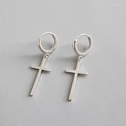 أقراط طوق Xiha 925 Sterling Silver Cross للنساء الرجال الكوريين Hooghe Hoops Elings Hip Hop Rock Gothic Punk Party Jewelry