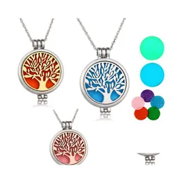 Pendant Necklaces Locket Necklace Aromatherapy With Felt Pads Stainless Steel Jewelry Pattern Tree Of Life Oils Essential Diffuser C Dhqo4