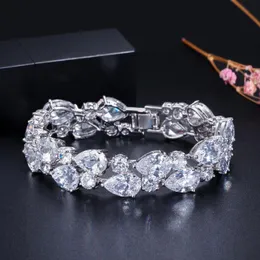 Lyxkvinna armband f￤rgglada fulla diamantarmband mikro kubik zirkonium kopparpl￤tering
