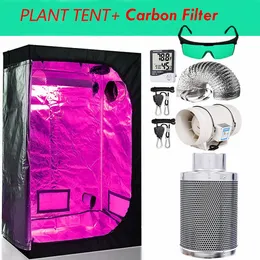 Grow Lights Tent Room Complete Kit Hydroponic Growing System 1000W LED Grow Light Carbon Filter Combo Multiple Size Dark Room