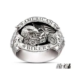 Band Rings Alloy Jewelry Personality Retro Style Eagle Locomotive Ring Drop Delivery Dhlgq