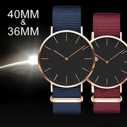 2022 New Mens Womens Watch d&w Quartz Fashion Casual Watches Daniels Nylon Strap Clock330O