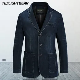 Mens Suits Blazers jeans blazer macho terno machado moda de tamanho grande algodão vintage 4xl casaco azul jeans bg2182 230207