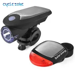 Luci anteriori e posteriori per bici Set di luci solari per bicicletta LED ricaricabile USB 3 modalità Spia di sicurezza per donna Uomo MTB Ciclismo 0202