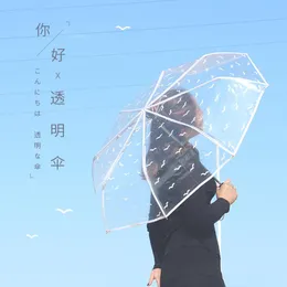 Umbrellas Transparent Folding Umbrella Full Automatic Lightweight Three-fold Girl Multi-color Sunny Rain