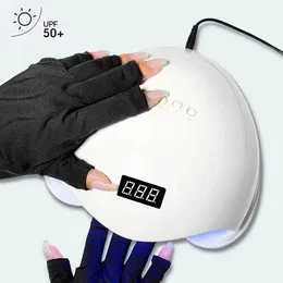 Nagelverktyg anti UV -handskar f￶r nagellampa Ljus manikyrhandskar hand UV -skydd fingerl￶sa handskar