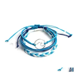 Perlenstränge 3 teile / satz handgemachte geflochtene seil mtilayer armband für frauen männer mode welle charme gewebtes wachs freundschaft diy schmuck d heyb