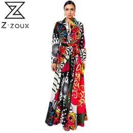 Повседневные платья Z-Zoux Женщины платье с длинным рукавом для печати с видом на вырезку плюс размеры цветы летняя одежда 2023 мода