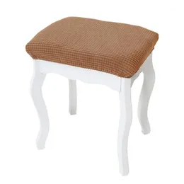 Chair Covers 2pcs Washable Protector Solid Rectangle Slipcover Stool Cover Bar Home Decor Elastic Seat Checked Jacquard Stretch1