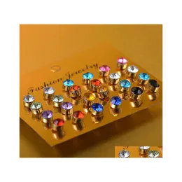 Stud Fashion Hipoalergenic Titanium Colorf Cubic Crikonia Kryształowe kolczyki dla kobiet mężczyzn Prezenty Upuszczenie biżuterii Dhakb