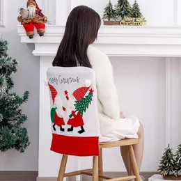 Pokrywa krzesła okładka świąteczna Drobne wykonanie Łatwe zgromadzenie Flannel Xmas Temat Santa Clause Back Protector for Home Dekoracja