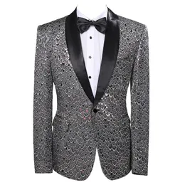 Męskie garnitury Blazers 3D Jacquard Blazer Fashion Modna Moda One Button Suit Show Casual Stage Costume Performe Party Kurtki 2023