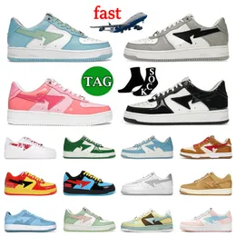 Sk8 Men Women Running Shoes Running Designer STA Treinadores pretos brancos cinza pastel azul ABC Camo rosa bege nostálgico