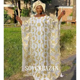 Etniska kläder Afrikansk Riche Bazin -klänning för kvinnor Nigerian Original Broidery Basin Traditionell bröllopsfest Robe Africaine Femme 230207