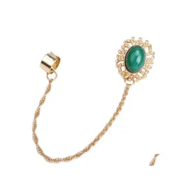 Stud 1PCS Vintage Tassel łańcuch uszy uszy kolczyki dla kobiet w stylu bohemian retro złota klip damski biżuteria