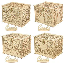 Enrole a Sra. Sra. Wooden Sauding for Wedding Decoration Bride Card Gift Storage Box Sination in Supplies 0207