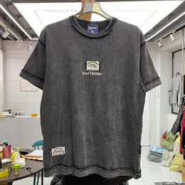 Black Tee Oversized T-Shirt Vintage Round Neck Printed Polar Style Summer Wear Street Pure Cotton