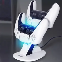 عالي الجودة LED Controller Charger Cradle Stand Elements Lightweight Gamepad Dock لـ PS5 عصا التحكم Dual USB Station مع صندوق البيع بالتجزئة