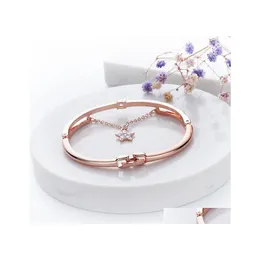 Bracelets de charme estrela de cristal de moda para link de cor Bangle cl￡ssica de joias de punho de punho de partida entrega dhy4o