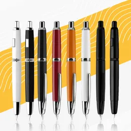 Fountain Pens Majohn A1 Press Fountain Pen قابلة للتراجع قلم حبر معدني 0.4 مم مع محول لكتابة الهدايا الأقلام الأسود 230206