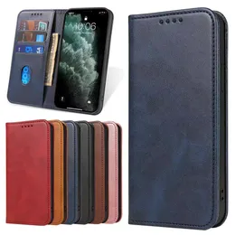 Wallet Magnetic Flip Leather Case för iPhone 14 13 12 11 Pro Max X XR XS Max Samsung Galaxy S10 D5G S10 Plus S20 Fe S21 -kortplats Holder Back Cover Case