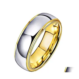 Band Rings Tungsten Wedding Womens Jewelry Gold Mens Carbide Jubileum 6/8mm Parring Styrade kanter Comfort Fit 210310 759 Drop DHHSW