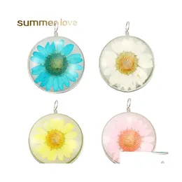 Charms Creative Design Glass Dired Flower Small Daisy Ball Shape Pendant For Necklace Earring Colorf Transparent Diy Jewelry Drop De Dhdh3