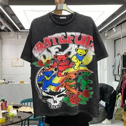 Herren-T-Shirt in Übergröße, Vintage-T-Shirt mit rundem Ausschnitt, Bär, bedruckt, Polar-Stil, Sommerkleidung, Straße, reine Baumwolle