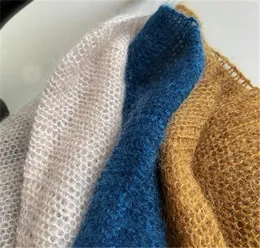 Kobiety Koreańskie Koreańskie kobiety z długim rękawem pullover stały kolor mohair luźne duże seksowne seksowne na ramię puste dzianin