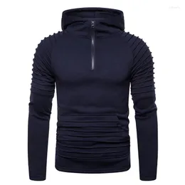 Felpe con cappuccio da uomo Autunno 2023 Felpe con cappuccio da uomo Slim Fit Solid Sport Big Pocket Casual Moletom Zipper Neck Streetwear