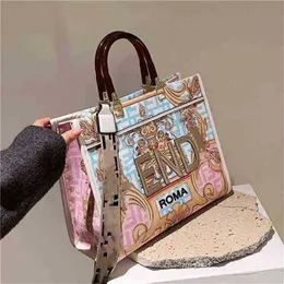 2023 Bags Clearance Outlets OFF New Trendy Handbags Trend Large Graffiti Color Painting Printing fashion