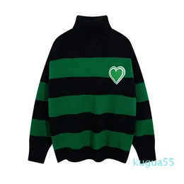 Tasarımcı Sweater Erkek Kadın Siyah ve Beyaz Stripe Renkli Kadın Kazak Örgü Aşk Bir Yüksek Yakalı Belek Moda Mektubu Uzun Kollu Giysiler