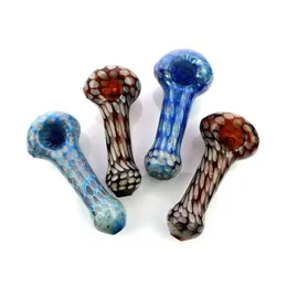 Latest Cool Portable Colorful Hand Pipes Thick Glass Spoon Filter Dry Herb Tobacco Bong Handpipe Cigarette Holder Handmade Oil Rigs Smoking Bong DHL
