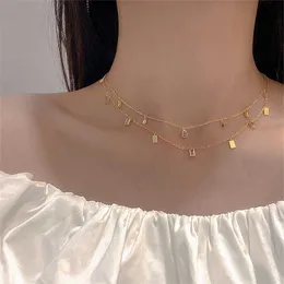 S Feehow Korea Fashion Small Water Drop Pendant for Women Simple Metal Gold Color Chain Necklace Jewelry MASN79 0206