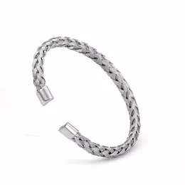 Pulseras con dijes Moda Simple Plata Brazalete trenzado Hombres Mujeres Joyería Casual Cadena Brazaletes redondos