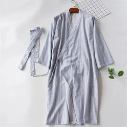 Ethnic Clothing Couple Stripe Japanese Style Cotton Kimono Yukata Woman Haori Sleepwear Men Samurai Costume Long Gown Pajamas Japan Clothes