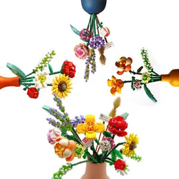 Blocchi Building Block Bouquet 3D Modello di decorazione per la casa Pianta in vaso Chrysanthemum Rose Flower Assembly Bricks Girl Toy Toy Children Goling W230207 0208