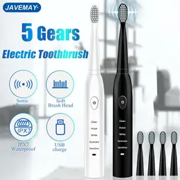 Escova de dentes poderoso ultrassônico elétrico sônico USB carga recarregável escova de dente dentes eletrônicos laváveis ​​dentes j110 230206