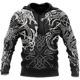 Moletons masculinos moletons refinados símbolos viking imprimindo 3d homens homens europeias e americanos roupas com capuz de capuz Autumn boutique padrão 230206