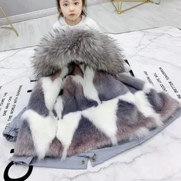 재킷 선디 천사 소녀 겨울 코트 후드 가짜 인조 모피 두껍고 소년 파카 옷을위한 따뜻한 어린이 재킷 2-9 년