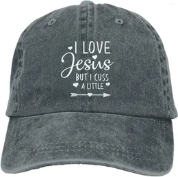 Ballkappen „I Love Jesus But Cuss Little“, Unisex, Camping, Vintage-Jeans, Baseballkappe, klassische Baumwolle, Papa-Mütze, verstellbar, einfarbig