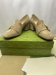 Deluxe Resmi Ayakkabı Kadın Tasarımcı Loafers Toe Toe High Topuklu Yuvarlak 5.5 cm Özel İndirim Premium Stil Kutu 35-41