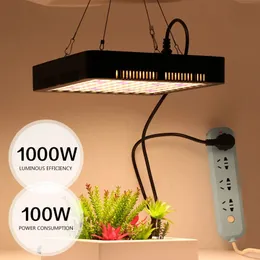 1000W طيف كامل LED LED ضوء النمو مع شماعات الحبل القابلة للتعديل مصباح رقائق مزدوجة للمناصرة الداخلية للاحتباس الحراري النباتات الخضار الخضار