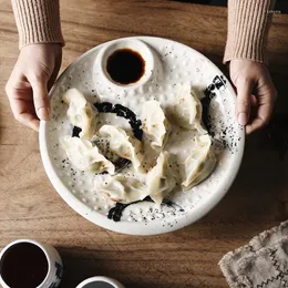 Tallrikar japansk stil keramisk dumplings tallrik porslin restaurang fyrkantig rund sås vinäger maträtt hem dessert frukt bordsartiklar