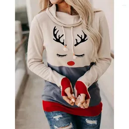 Kvinnors polos tryck tröjor vrouw hoodies lange mouwen topp casual losse truien vrouwen kleding kerst sweatshirt vrouwelijke