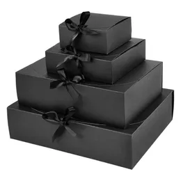 Present Wrap 1st Black and White Kraft Paper With Ribbon Wedding Cookies Candy Box Birthday Presents Packaging Boxs Supplies 0207